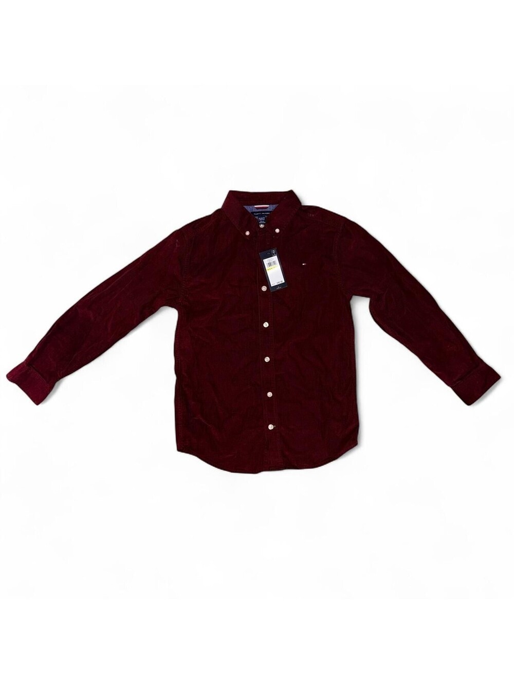 Tommy Hilfiger Boys Corduroy Button Down Shirt Burgundy M 10/12 NWT